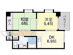 セントポーリア・アビコ 2DKの間取図画像