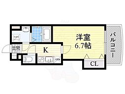 Luxe田辺 1Kの間取図画像