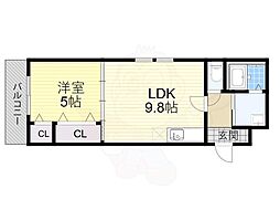 フジパレス山之内 1LDKの間取図画像