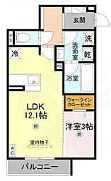 トリシア今川 1LDKの間取図画像