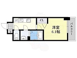 Predecort天王寺EAST 1Kの間取図画像