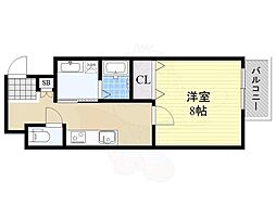 RAINBOWCOURT阿倍野 1Kの間取図画像