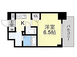 プレデコート北田辺 1Kの間取図画像