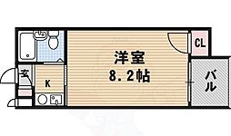 メロディーハイム美章園 1Kの間取図画像