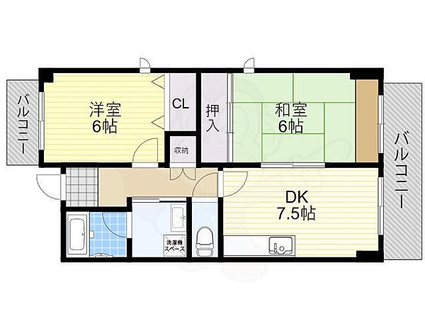 グレース長居公園 203｜大阪府大阪市東住吉区矢田１丁目(賃貸マンション2DK・2階・50.88㎡)の写真 その2