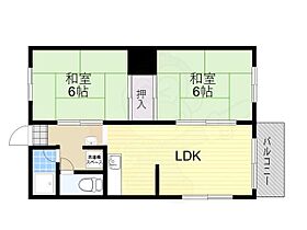 ヒガシエハイツB棟  ｜ 大阪府豊中市熊野町１丁目12番1号（賃貸アパート2LDK・2階・44.65㎡） その2