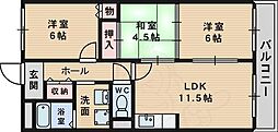 ラポール西緑丘 3LDKの間取図画像