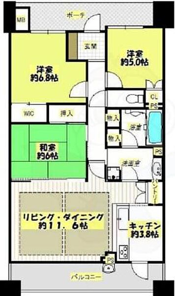 大阪府豊中市上野坂２丁目(賃貸マンション3LDK・3階・75.27㎡)の写真 その2