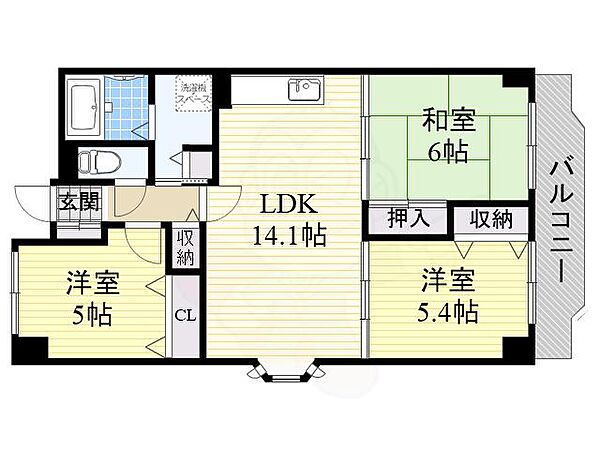 大阪府豊中市上新田１丁目(賃貸マンション3LDK・6階・73.14㎡)の写真 その2