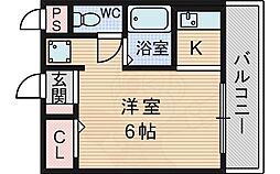 リバティハイツ 1Kの間取図画像