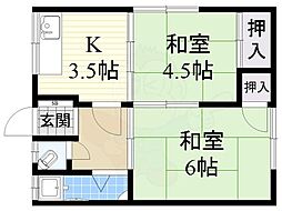 文化住宅 2Kの間取図画像