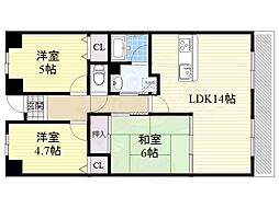 ヴィオラ千里 3LDKの間取図画像