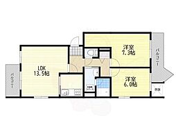 アルタ・カーサA棟 2LDKの間取図画像