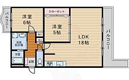 アンデュノール千里 2LDKの間取図画像