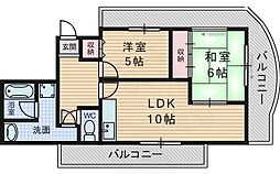 山田マンションビューテラス 2LDKの間取図画像