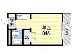 シャルムハイツ小野原 ワンルームの間取図画像