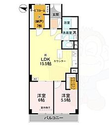 三ツ池台マンション 2SLDKの間取図画像