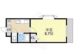 アズビー千里山 1Kの間取図画像