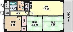 ユーコート豊中 3LDKの間取図画像
