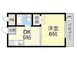 メイプルワン 1DKの間取図画像