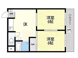 エリータ桃山台2 2DKの間取図画像