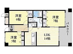 プレミール桃山台 3LDKの間取図画像