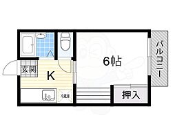 ヴィラプレフェール 1Kの間取図画像