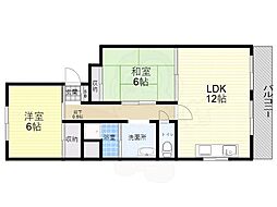 第2マンション寺直 2LDKの間取図画像