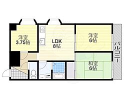 メゾン千里中央 3DKの間取図画像