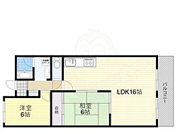 岸田マンション2号館 2LDKの間取図画像