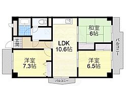 リヴェール緑地 3LDKの間取図画像