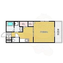 ヴィラグレイスA・B 1Kの間取図画像