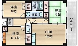 エクセル千里三番館 3LDKの間取図画像