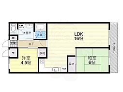 コスモハイツ上野 2LDKの間取図画像