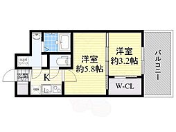 セレニテ江坂ルフレ 2Kの間取図画像