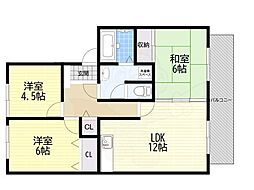 ボヌールB棟 3LDKの間取図画像