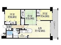 レジディア千里万博公園 3LDKの間取図画像