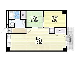 南千里ローズヴィラ 2LDKの間取図画像