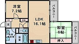 アーバンパーク緑地公園 2LDKの間取図画像