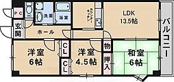 メゾンドール南千里 2SLDKの間取図画像