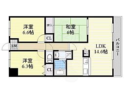ボヌール千里中央弐番館 3LDKの間取図画像