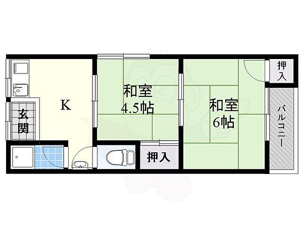 堀川ハイツ ｜大阪府高槻市富田町６丁目(賃貸アパート2K・2階・41.00㎡)の写真 その2