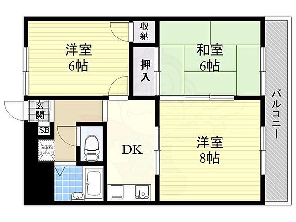 ファミール北野 ｜大阪府高槻市芝生町１丁目(賃貸マンション3DK・2階・53.00㎡)の写真 その2