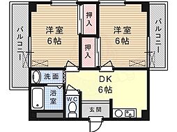リベルタ緑が丘 2DKの間取図画像