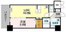茨木市中津町マンション 1LDKの間取図画像