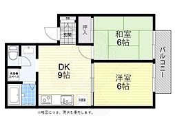 アルカディアパート1 2DKの間取図画像