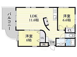 ウォールデンヒルズ 2LDKの間取図画像