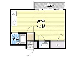 高槻クリスタルビル ワンルームの間取図画像