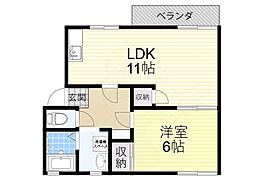 ドミールコウA 1LDKの間取図画像