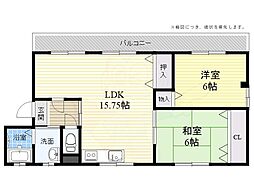 西町ハイツ 2LDKの間取図画像